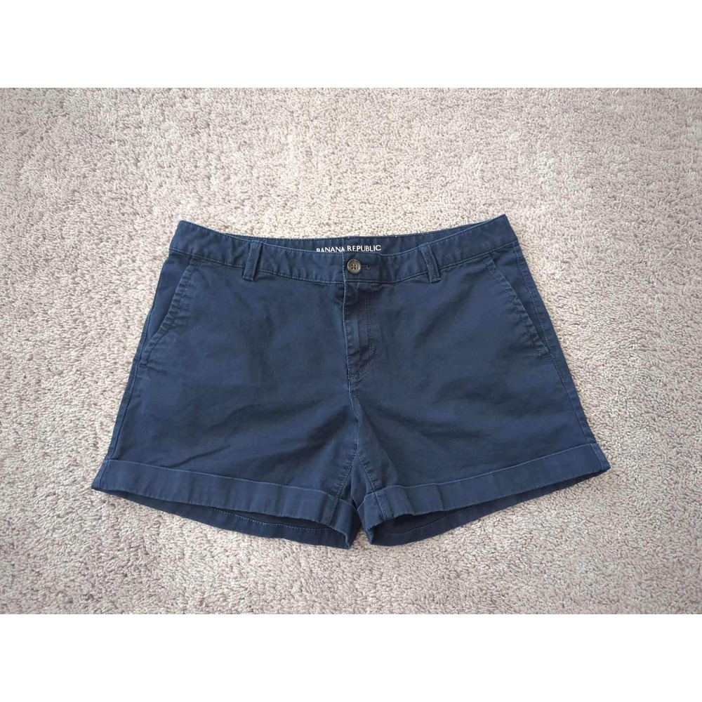 Banana Republic City Chino Shorts‎ Women's 10 Navy Blue Cotton Blend Casual